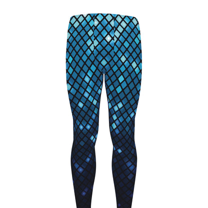 Blue Disco Lights Pattern Print Men's leggings