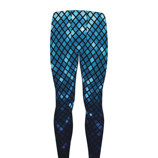 Blue Disco Lights Pattern Print Men's leggings