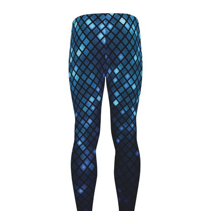 Blue Disco Lights Pattern Print Men's leggings