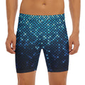 Blue Disco Lights Pattern Print Men's Long Boxer Briefs