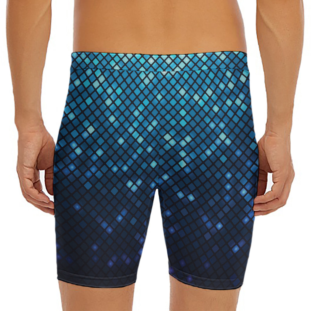 Blue Disco Lights Pattern Print Men's Long Boxer Briefs
