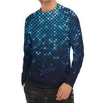 Blue Disco Lights Pattern Print Men's Long Sleeve Rash Guard