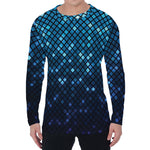 Blue Disco Lights Pattern Print Men's Long Sleeve T-Shirt