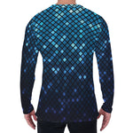 Blue Disco Lights Pattern Print Men's Long Sleeve T-Shirt