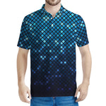 Blue Disco Lights Pattern Print Men's Polo Shirt