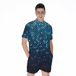 Blue Disco Lights Pattern Print Men's Rompers