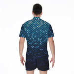 Blue Disco Lights Pattern Print Men's Rompers