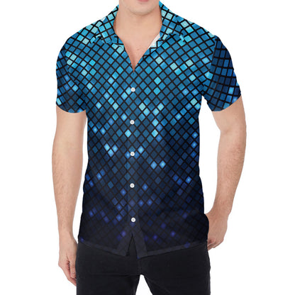 Blue Disco Lights Pattern Print Men's Shirt