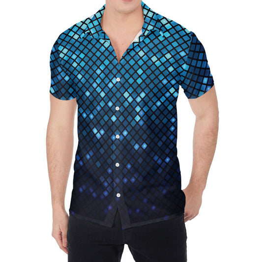 Blue Disco Lights Pattern Print Men's Shirt
