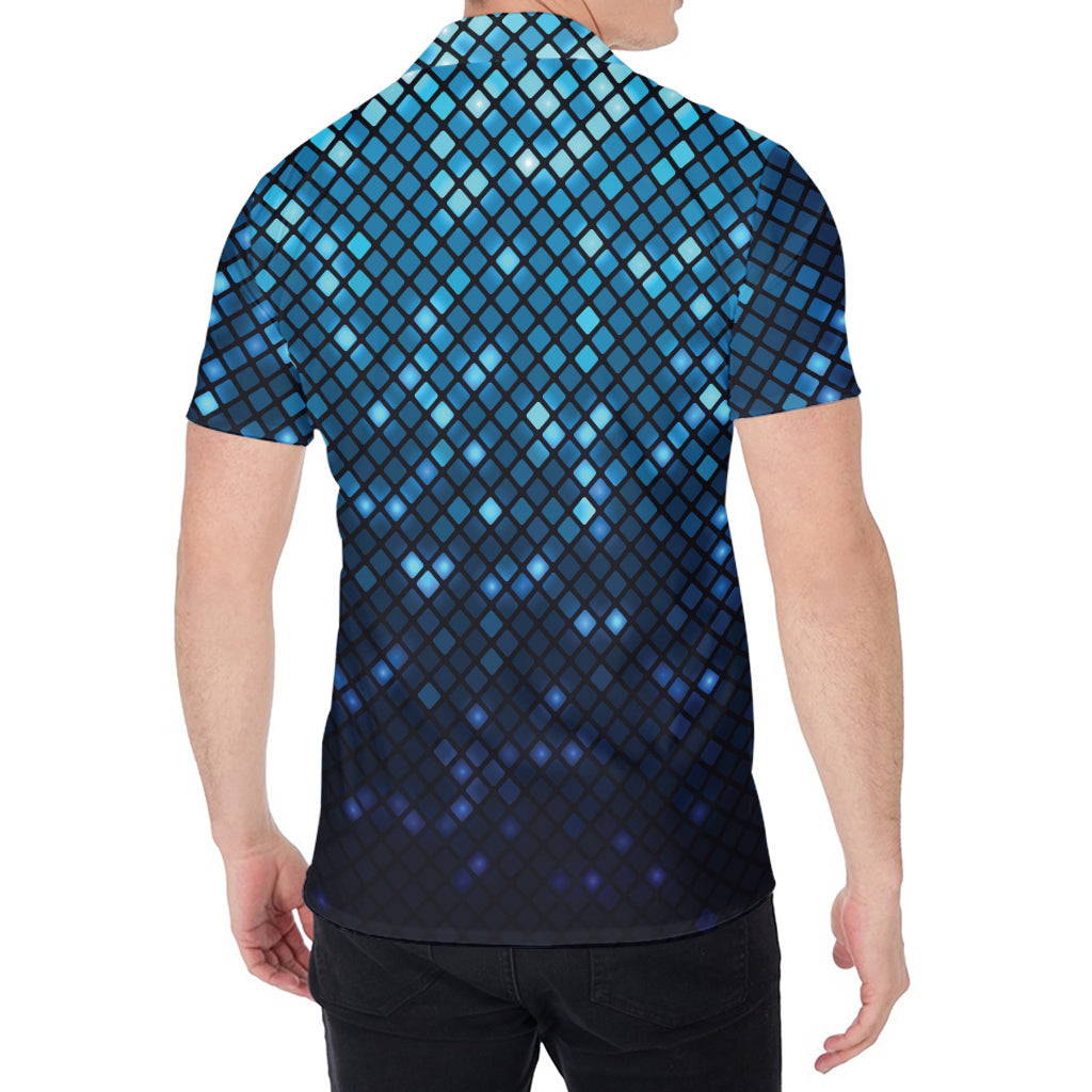 Blue Disco Lights Pattern Print Men's Shirt