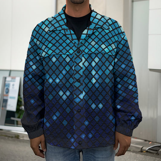 Blue Disco Lights Pattern Print Men's Shirt Jacket
