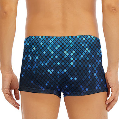 Blue Disco Lights Pattern Print Men's Short Boxer Briefs