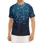 Blue Disco Lights Pattern Print Men's Short Sleeve Rash Guard