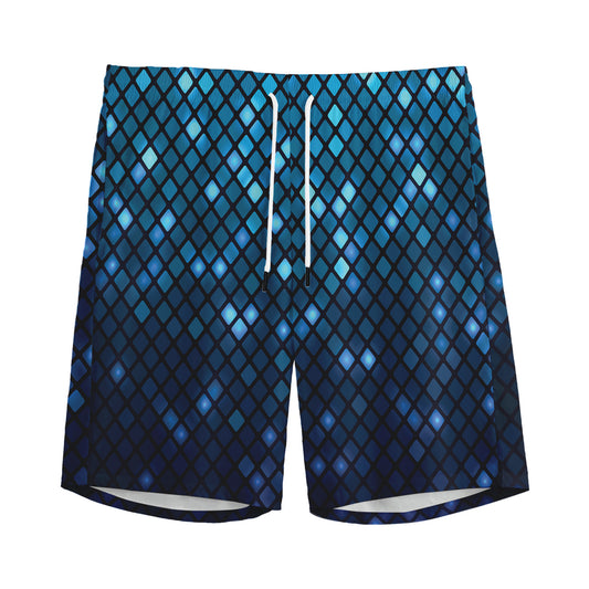 Blue Disco Lights Pattern Print Men's Sports Shorts