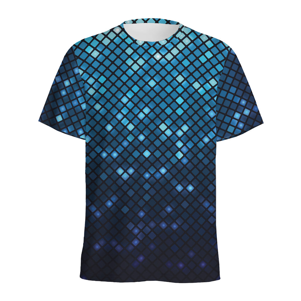 Blue Disco Lights Pattern Print Men's Sports T-Shirt