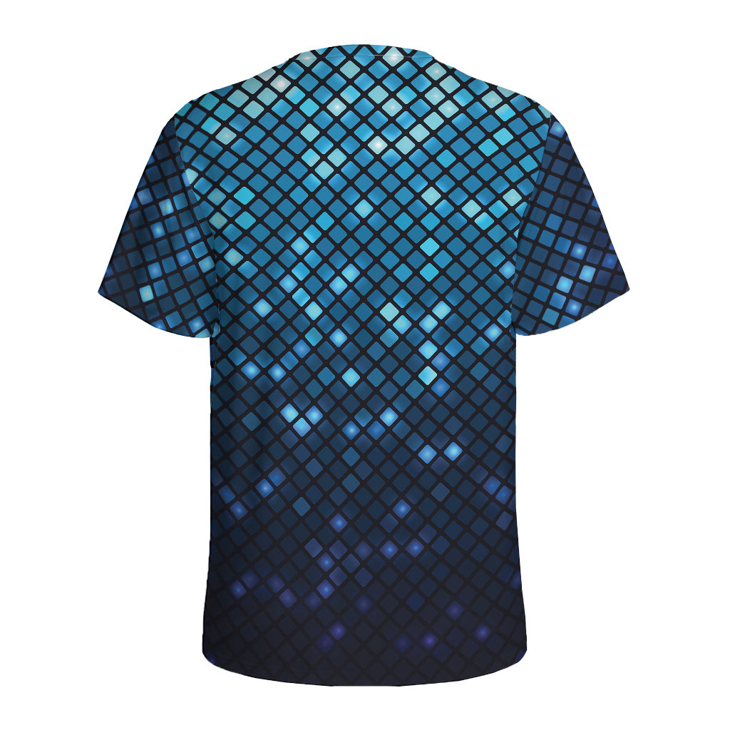 Blue Disco Lights Pattern Print Men's Sports T-Shirt