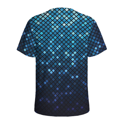 Blue Disco Lights Pattern Print Men's Sports T-Shirt