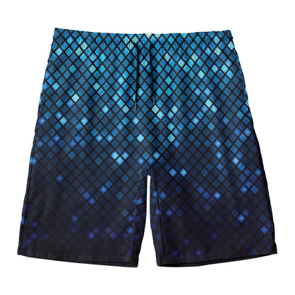 Blue Disco Lights Pattern Print Men's Swim Trunks