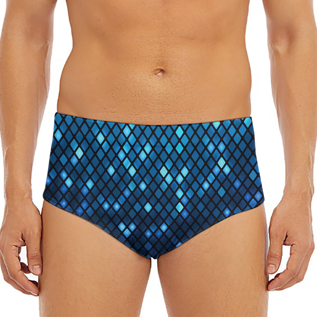 Blue Disco Lights Pattern Print Men's Triangle Swim Briefs