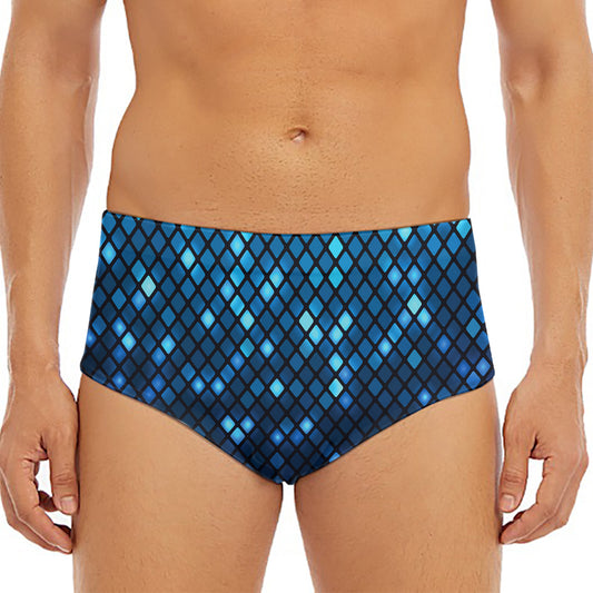 Blue Disco Lights Pattern Print Men's Triangle Swim Briefs