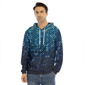Blue Disco Lights Pattern Print Men's Velvet Pullover Hoodie
