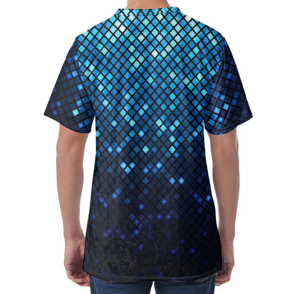 Blue Disco Lights Pattern Print Men's Velvet T-Shirt
