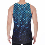 Blue Disco Lights Pattern Print Men's Velvet Tank Top