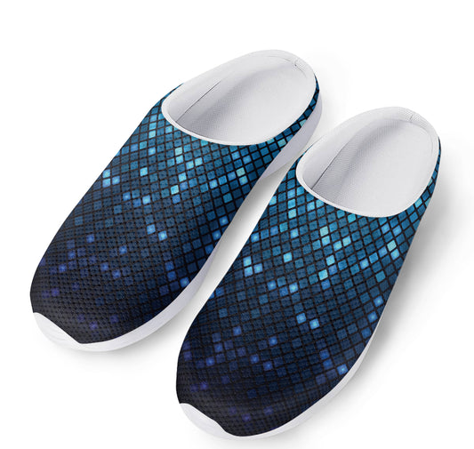 Blue Disco Lights Pattern Print Mesh Casual Shoes