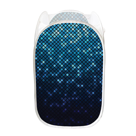 Blue Disco Lights Pattern Print Mesh Laundry Hamper