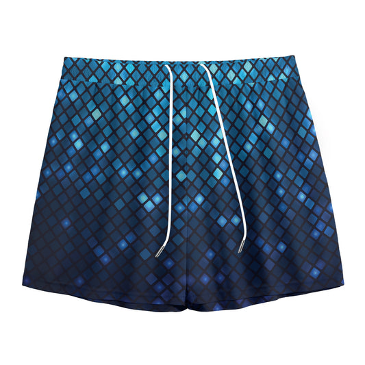Blue Disco Lights Pattern Print Mesh Shorts