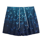 Blue Disco Lights Pattern Print Mesh Shorts