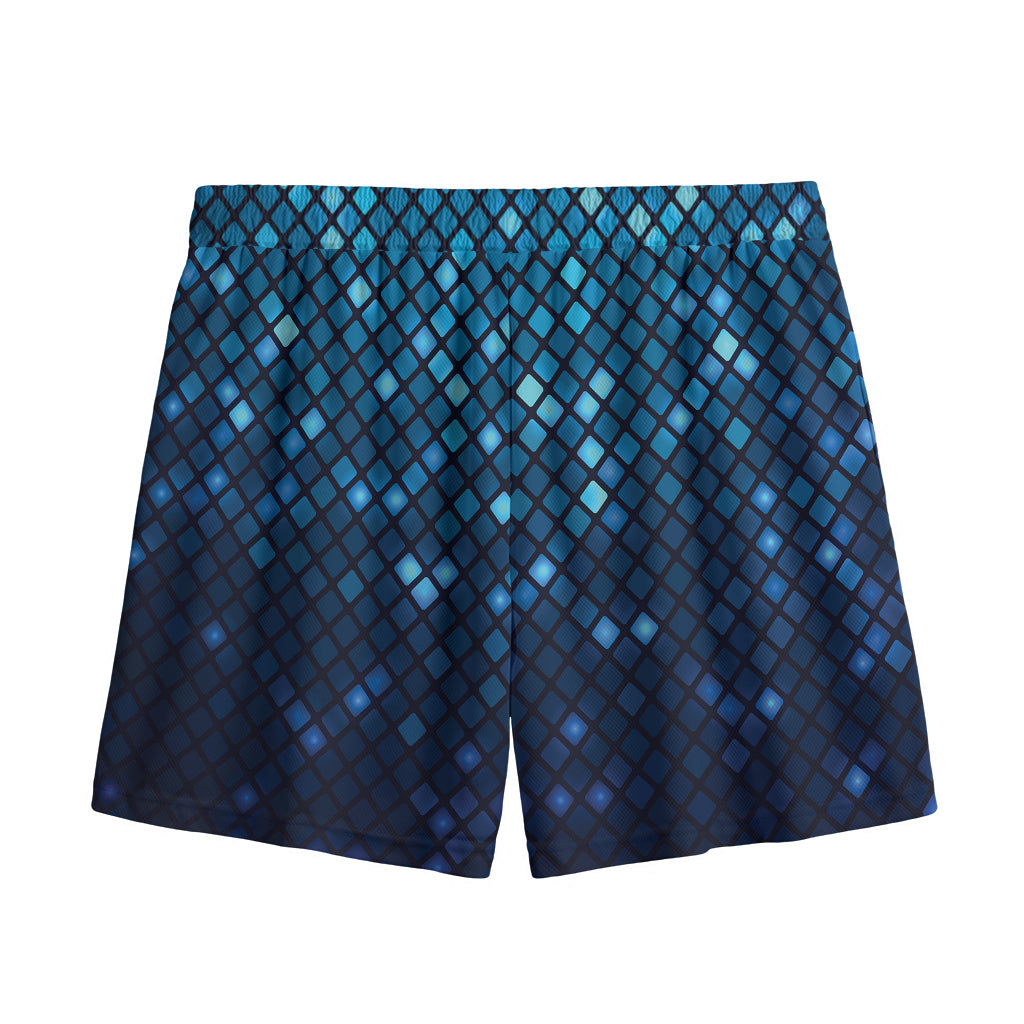 Blue Disco Lights Pattern Print Mesh Shorts