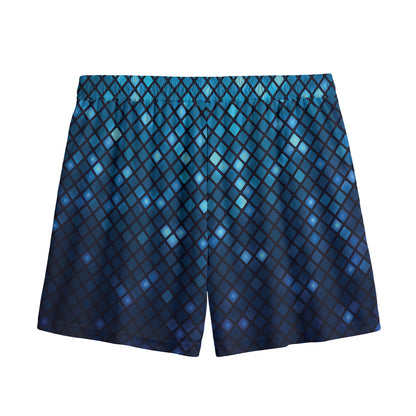 Blue Disco Lights Pattern Print Mesh Shorts