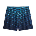 Blue Disco Lights Pattern Print Mesh Shorts