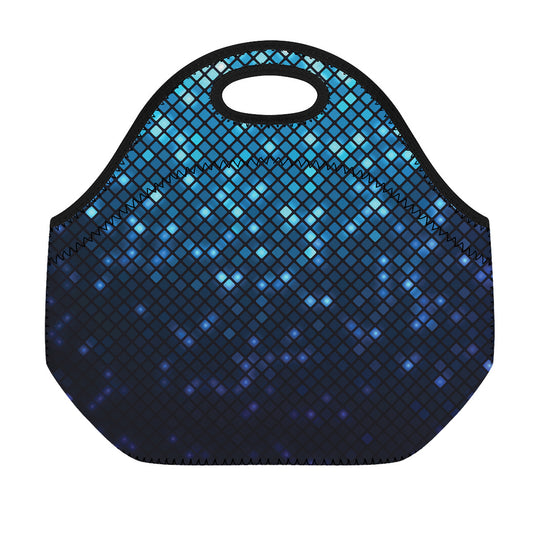 Blue Disco Lights Pattern Print Neoprene Lunch Bag