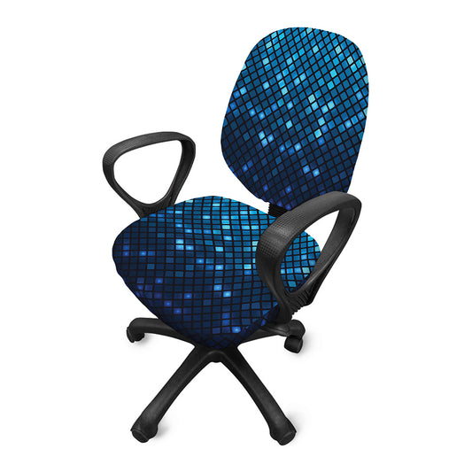 Blue Disco Lights Pattern Print Office Chair Cover