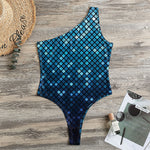 Blue Disco Lights Pattern Print One Shoulder Bodysuit