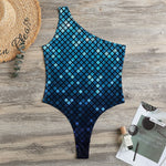 Blue Disco Lights Pattern Print One Shoulder Bodysuit