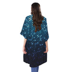Blue Disco Lights Pattern Print Open Front Beach Cover Up