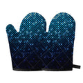 Blue Disco Lights Pattern Print Oven Mitts