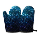 Blue Disco Lights Pattern Print Oven Mitts