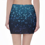 Blue Disco Lights Pattern Print Pencil Mini Skirt
