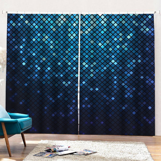 Blue Disco Lights Pattern Print Pencil Pleat Curtains