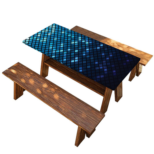 Blue Disco Lights Pattern Print Picnic Table Cover