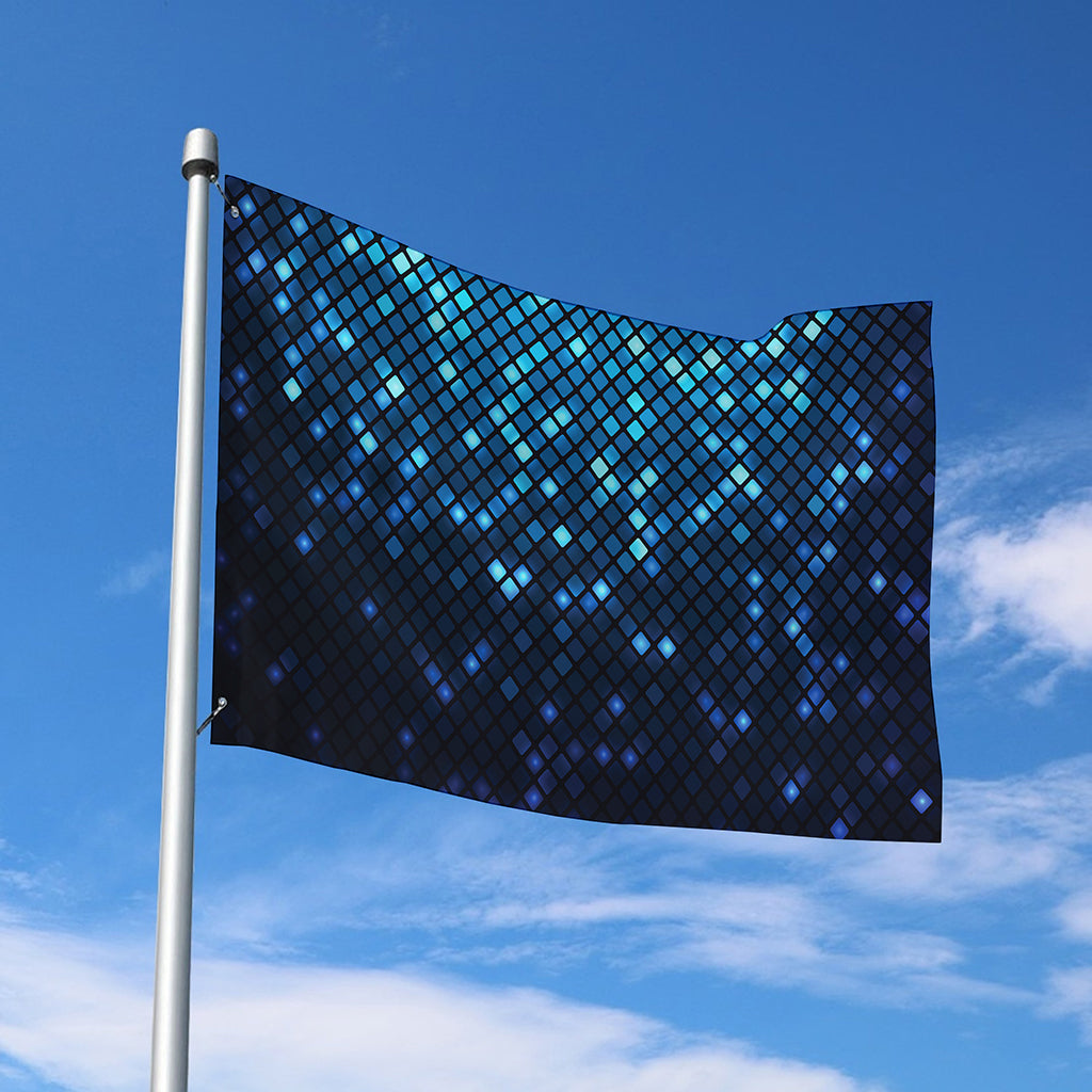 Blue Disco Lights Pattern Print Polyester Flag