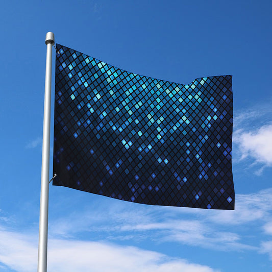 Blue Disco Lights Pattern Print Polyester Flag