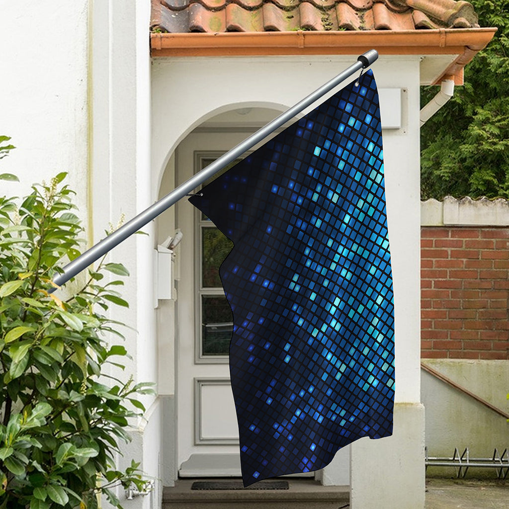 Blue Disco Lights Pattern Print Polyester Flag