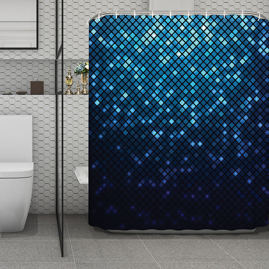 Blue Disco Lights Pattern Print Polyester Shower Curtain