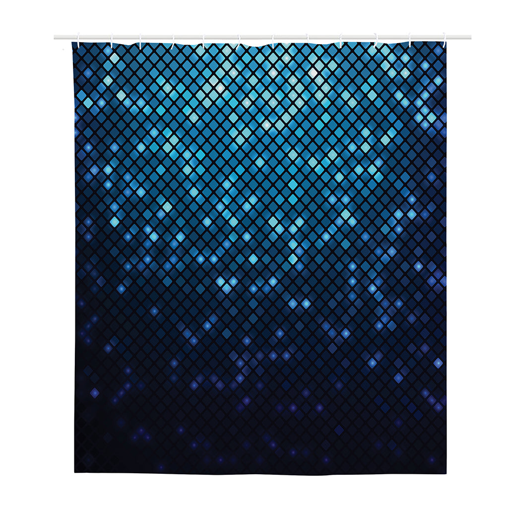 Blue Disco Lights Pattern Print Polyester Shower Curtain