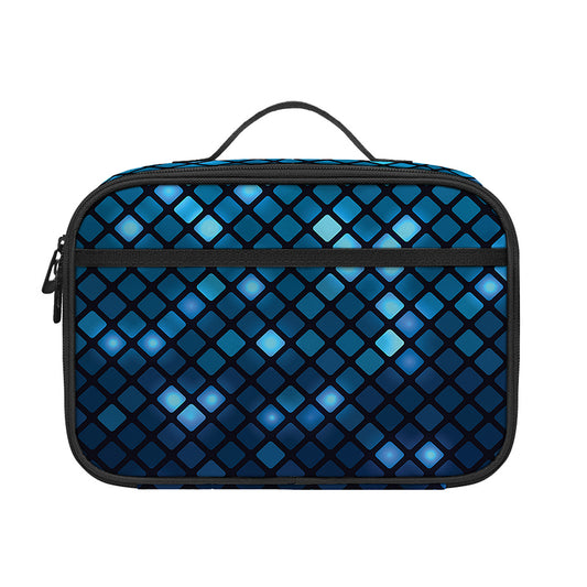 Blue Disco Lights Pattern Print Portable Lunch Bag